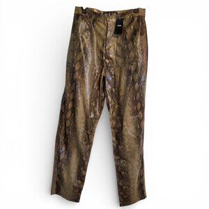 Barcode Jeans Olive Green Black Snakeskin Faux Leather Straight Leg Pants